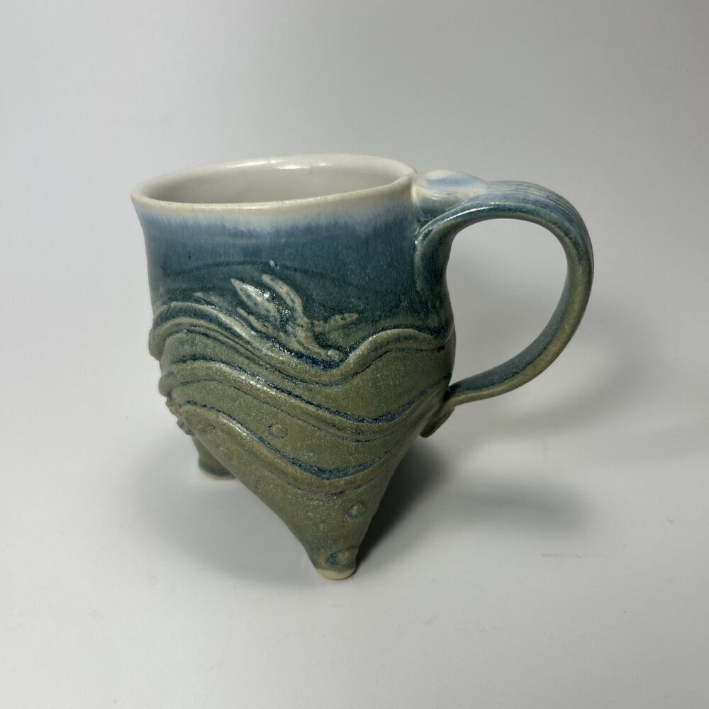 Salish Sea Market Ocean Botanical Three Footed Mug Beach Kitschy Cottage Core
